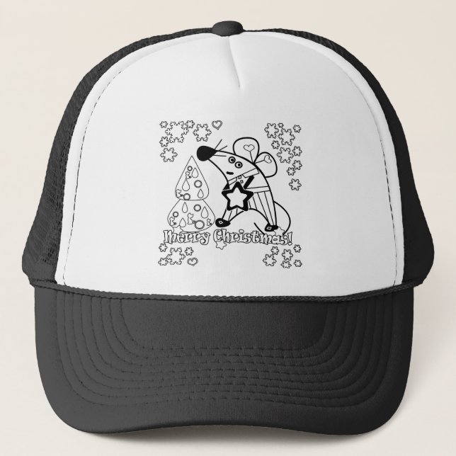 Merry Christmas New Year Symbol Mouse Cartoon cute Trucker Hat (Front)
