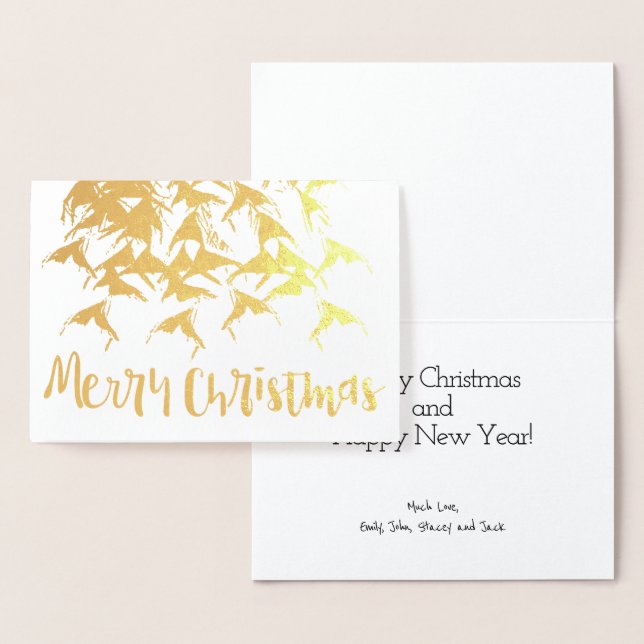 Merry Christmas New Year Typography Silver Foil Card (Display)
