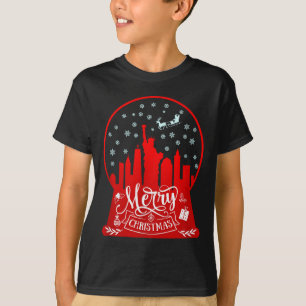 Merry Christmas New York Skyline In Snow Globe Sno T-Shirt