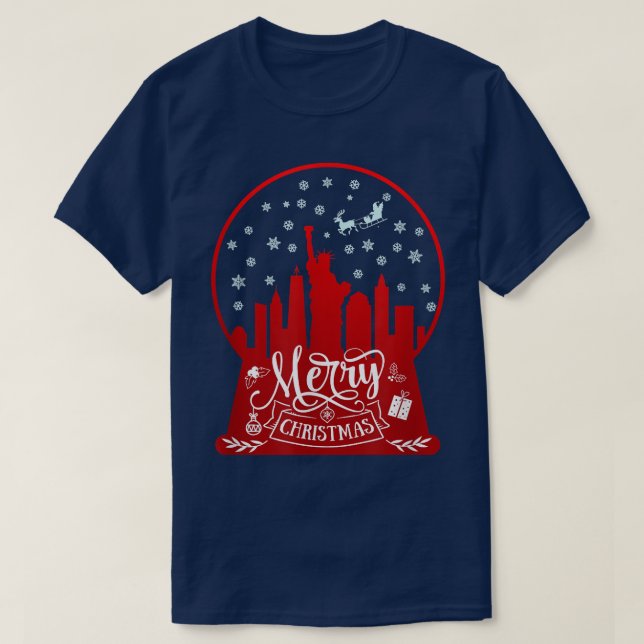 Merry christmas new york skyline in snow globe sno T-Shirt (Design Front)