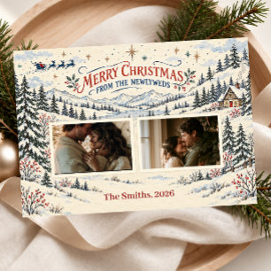 Merry Christmas Newlyweds 2 Photo Holiday Card