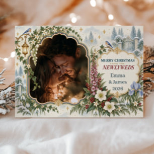 Merry Christmas Newlyweds Photo Holiday Card