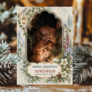Merry Christmas Newlyweds Photo Holiday Card
