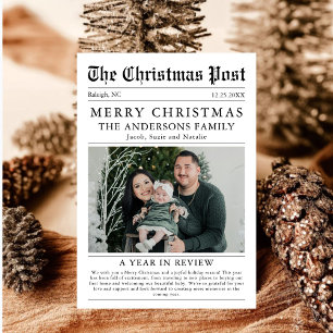 Merry Christmas Newspaper Family Photo Holiday Card