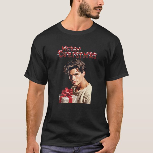 Merry Christmas Nice Cute Handsome and Naughty Man T-Shirt (Front)