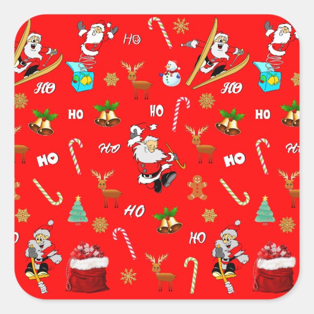 Merry Christmas Nice Naughty 25 December Christmas Square Sticker (Front)