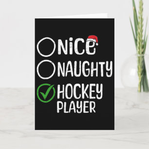 Merry Christmas Nice Naughty Hockey Player Xmas Li Card
