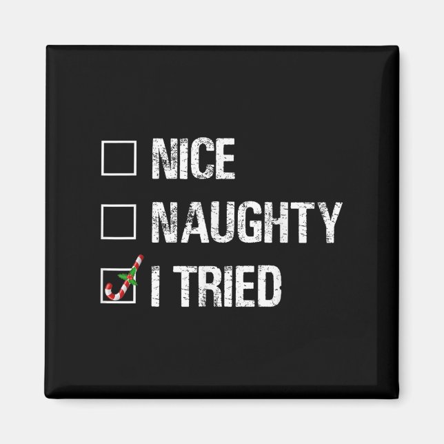 Merry Christmas Nice Naughty I Tried Xmas Light Pa Magnet (Front)
