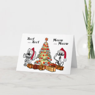 Merry Christmas Night Tree Custom Script  Holiday  Card