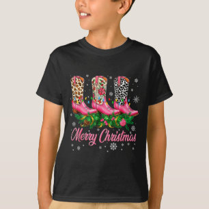 Merry Christmas Nk Cowboy Boots Pajamas Pjs Xmas W T-Shirt