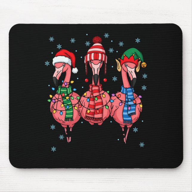 Merry Christmas Nk Flamingo Santa Hat Matching Fam Mouse Pad (Front)