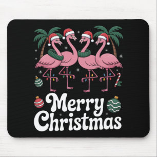 Merry Christmas Nk Flamingo Santa Hat Xmas Light T Mouse Pad