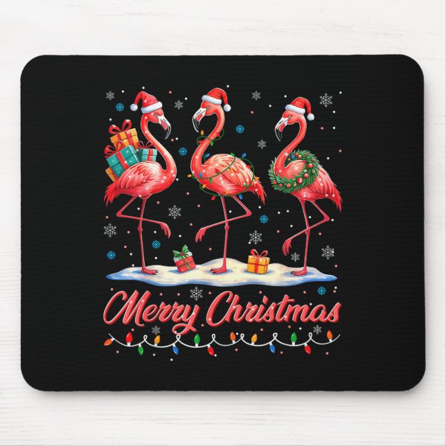 Merry Christmas Nk Flamingo Santa Xmas Womens Mens Mouse Pad (Front)