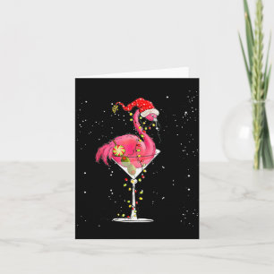 Merry Christmas Nk Flamingo Wine Drinking Lights X Card