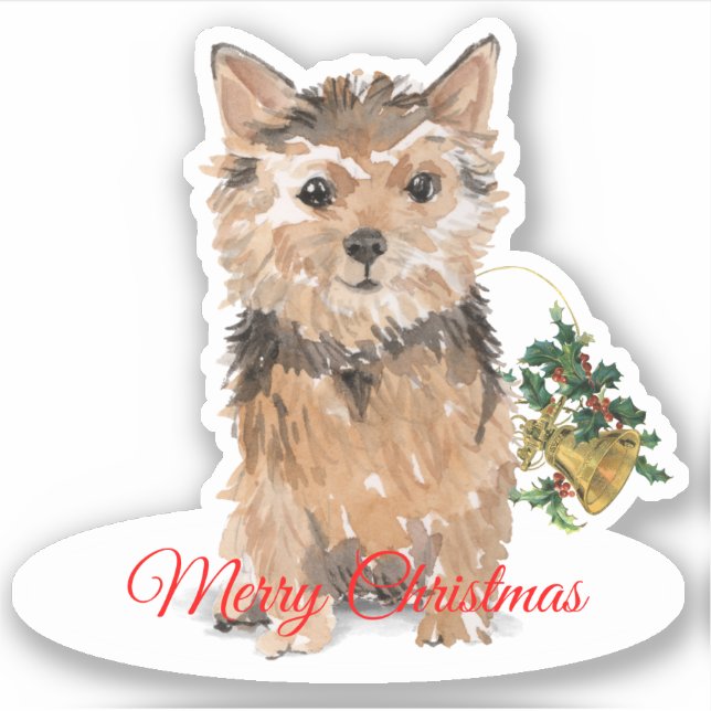 Merry Christmas Norfolk Terrier Custom-Cut Vinyl (Front)