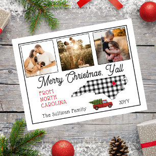  Merry Christmas North Carolina Photo Holiday Postcard