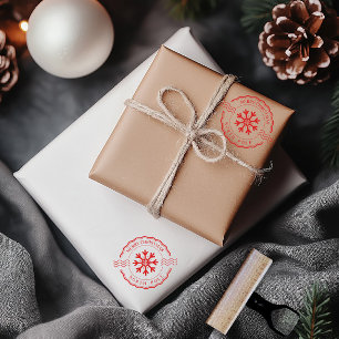 Merry Christmas North Pole Red Classic Rubber Stamp