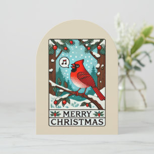 Merry Christmas northern Red Cardinal Invitation