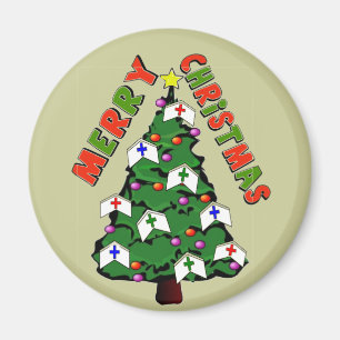 Merry Christmas Nurse Cap Tree Magnet