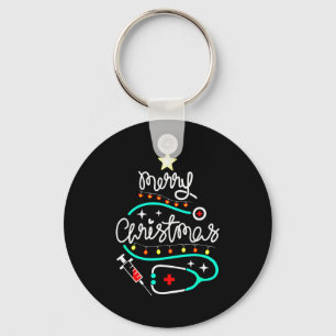 Merry Christmas Nurse Doctor Stethoscope Christmas Key Ring