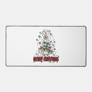 Merry Christmas Nurse Shirt Stethoscope Tree Light Desk Mat