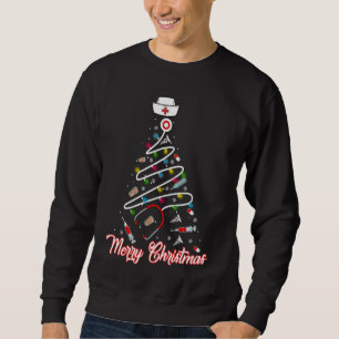 Merry Christmas Nurse Stethoscope Rn Lpn Scrub Nur Sweatshirt