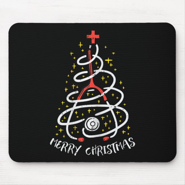 Merry Christmas Nurse Xmas Scrub Top Women Stethos Mouse Pad (Front)