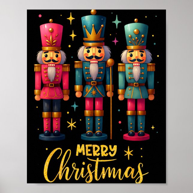 Merry Christmas Nutcracker Ballet Dance Women Kids Poster (Front)
