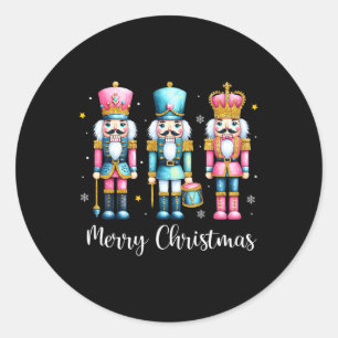 Merry Christmas Nutcracker Ballet Festive Xmas Men Classic Round Sticker