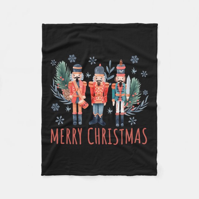 Merry Christmas Nutcracker Ballet Festive Xmas Men Fleece Blanket (Front)