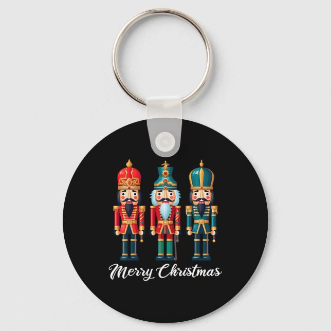 Merry Christmas Nutcracker Ballet Festive Xmas Men Key Ring (Front)