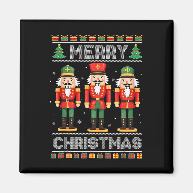 Merry Christmas Nutcracker Ballet Festive Xmas Men Magnet (Front)