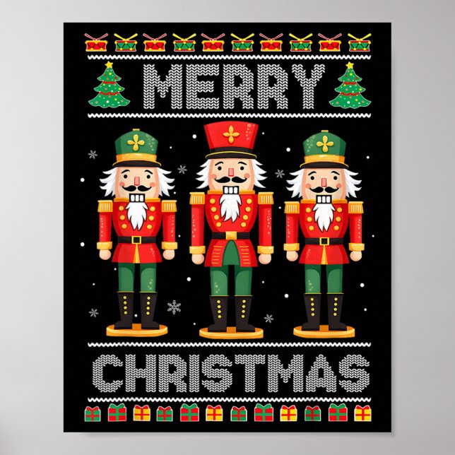 Merry Christmas Nutcracker Ballet Festive Xmas Men Poster (Front)