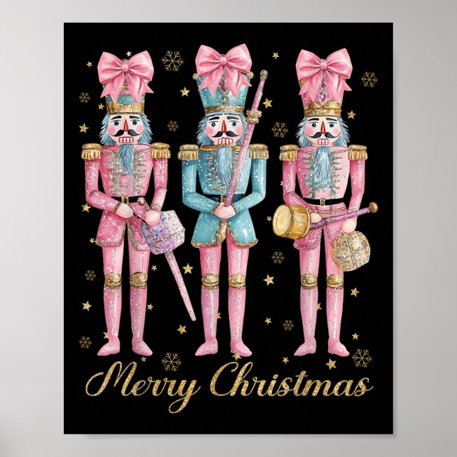 Merry Christmas Nutcracker Coquette Nk Bow Xmas Ho Poster (Front)