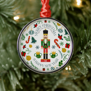 Merry Christmas nutcracker custom monogram Metal Ornament