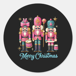 Merry Christmas Nutcracker Friends Family Matching Classic Round Sticker