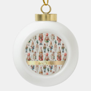 Merry Christmas Nutcracker Holiday Ceramic Ball Christmas Ornament