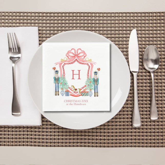 Merry Christmas Nutcracker monogram Napkin (Creator Uploaded)