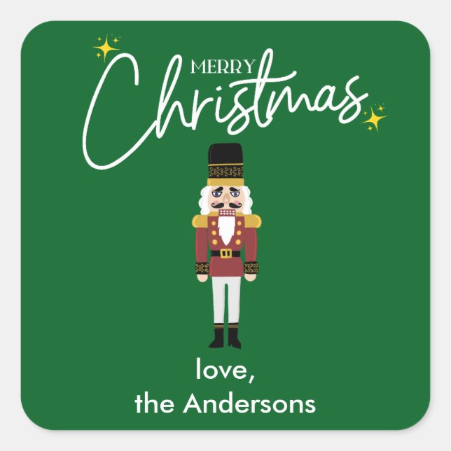 Merry Christmas Nutcracker Personalise Sticker (Front)