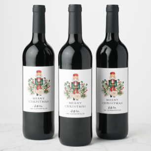 Merry Christmas Nutcracker Script Festive Custom Wine Label