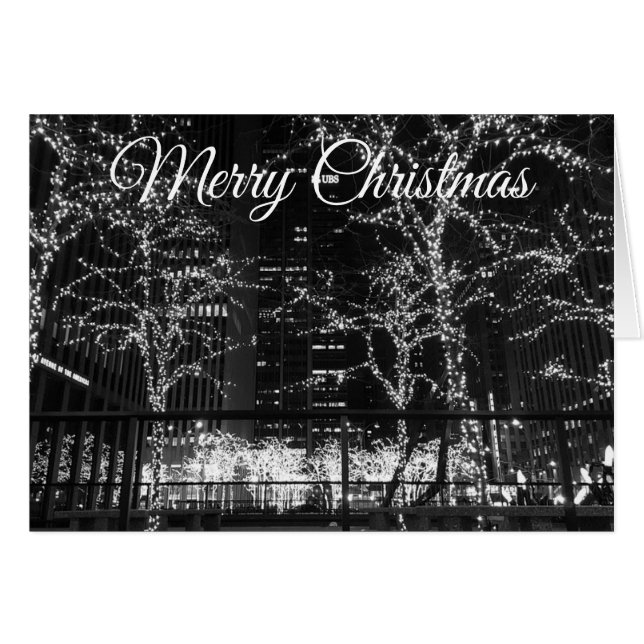Merry Christmas NYC at night Card (Front Horizontal)