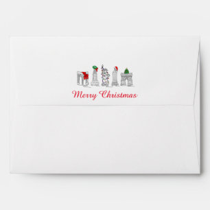 Merry Christmas NYC Buildings Landmarks Holiday Envelope