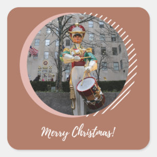 Merry Christmas NYC Rockefeller Plaza Drummer Boy Square Sticker