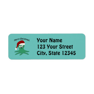 Merry Christmas Octopus Return Address Label