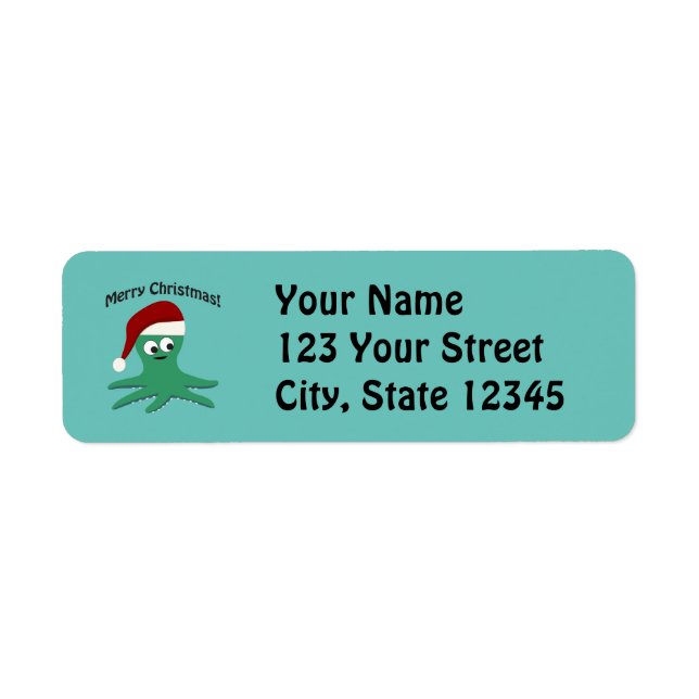 Merry Christmas Octopus Return Address Label (Front)