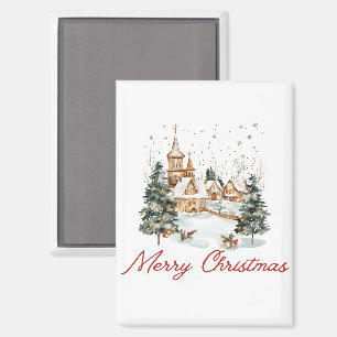 Merry Christmas Old Vintage Christmas Illustration Magnet