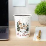 Merry Christmas Old Vintage Christmas Illustration Paper Cups<br><div class="desc">Cute and Simple Merry Christmas Old Vintage Christmas Illustration Design. Great gift for families and friends.</div>