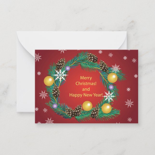 Merry Christmas! on a red luxury background.  Card (Front)