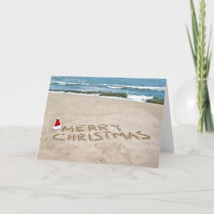 Merry Christmas on beach Holiday Card