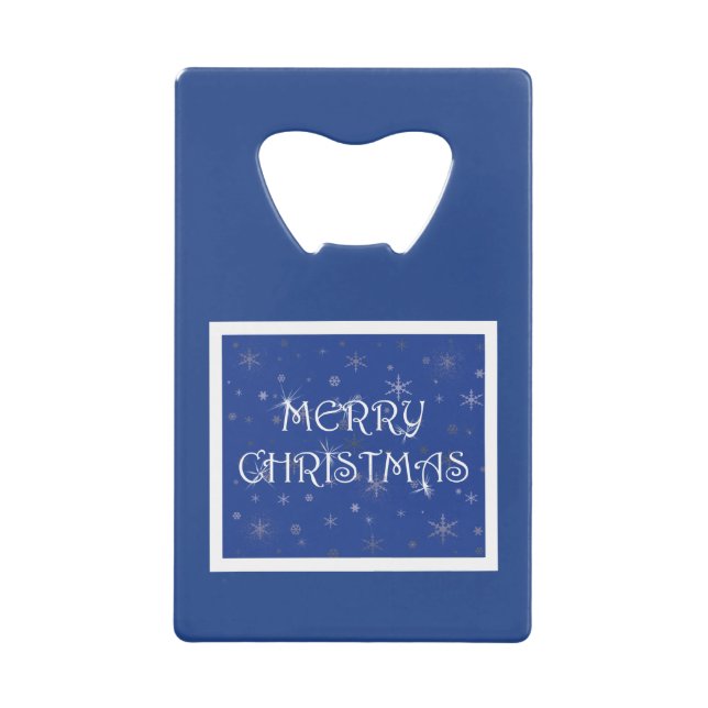 Merry Christmas on Blue with Snowflakes (Front)